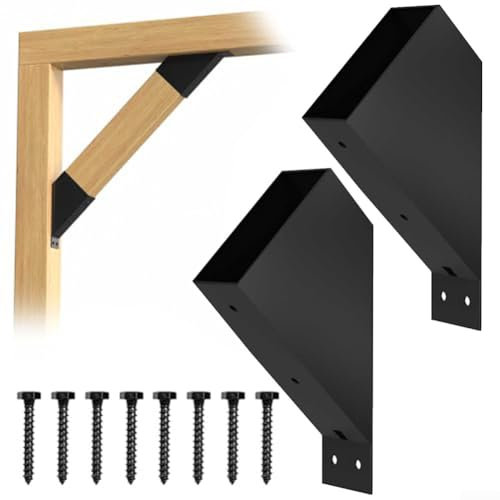 Pergola-Halterungen, 45-Grad-Winkel-Halterung, robuste Verbindungsstrebe für 5,1 x 10,2 cm (tatsächlich: 3,8 x 8,9 cm), Holzpfosten und Balken, Pergola-Pavillon, DIY-Set (2 Stück)