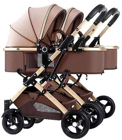 Twins-Cozy kompakt tvillingbarnvagn, dubbelsitsig barnvagn, dubbel barnvagn för barn, avtagbar hopfällbar barnvagn med 2 singlar, dubbel paraplyvagn för flickor och pojkar (Kh