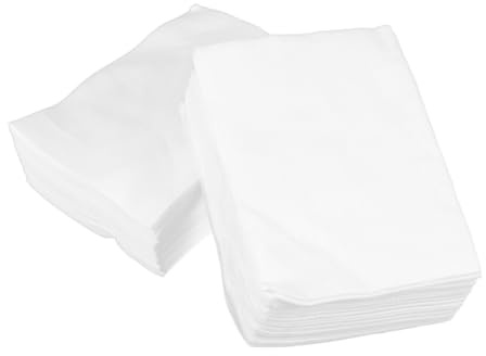 Healvian 50 Lingettes Tatouage Professionnel, Papier Essuie-Tout Jetable en Tissu Non Tissé pour Maquillage Permanent, Serviette Démaquillante Nettoyage Visage, Carré de Coton Absorbant Blanc