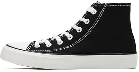 Chaussures de sport à lacets en toile pour femmes et hommes - Baskets montantes de mode - Sneakers décontractées pour tennis et marche, Noir , 36 1/3 EU