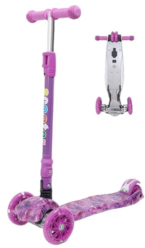 Habib Kinderroller, Tretroller ab 3 Jahre, Faltbar, Höhenverstellbar, LED Leuchträder, Bis 50kg, Für Jungen & Mädchen