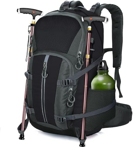 OUUTMEE 40L Sac à Dos de Randonnée Imperméable pour Hommes et Femmes, sac à dos Trekking Ultra Léger, Sac à dos Voyage pour Camping, Randonnée, Escalade, Voyage et Alpinisme (Noir)