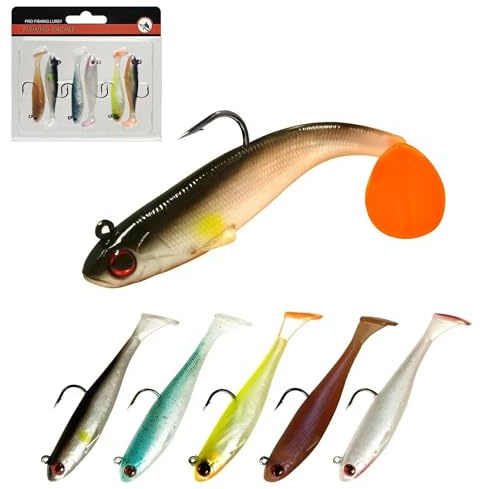 6 Pcs Fishing Lures - Artificial Baits Set, Soft Lures Swimbaits with Sharp Hooks, Realistic Shape and Action for Predator & Sea Fishing Accessories for Pike Bass Trout Perch Saltwater Freshwater