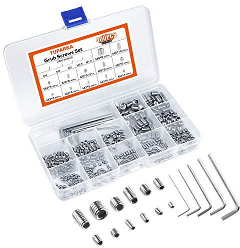 TUPARKA 400 Pcs Vis Sans Tête Hexagonale，Assortiments Kit de Acier Inoxydable Vis Sans Tête M3 M4 M5 M6 M8 ，Accessoires de Matériel Professionnel.