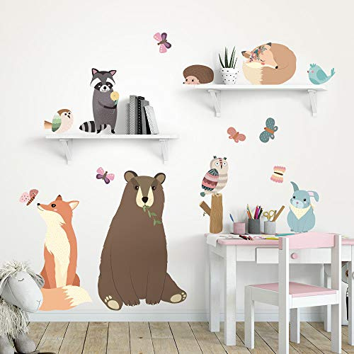 kina - Wandaufkleber Kinder Schlafzimmer Wanddekoration R00529 - Öko-Stoff, Umweltfreundlich, Repositionierbar, Streicheleffekt, Kindergarten - Grafik Wald und Messen 80x30 cm