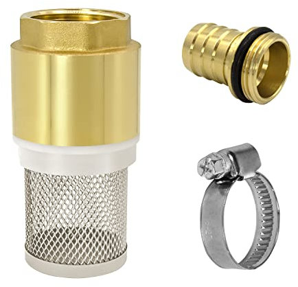 VARIOSAN Set di filtri di aspirazione 14191, 1 1/4, ottone, valvola di fondo con valvola di non ritorno, cestello di aspirazione, ugello e fascetta stringitubo