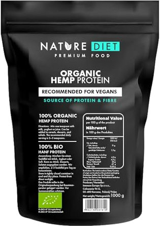 Nature Diet - Proteína de cáñamo orgánica 1000g | Vegano | Polvo de proteína | A base de plantas