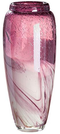 GILDE Glas art Design-Vase - Dekoobjekt aus Glas Magenta-weiß goldfarben H 35 cm