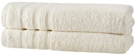 Müskaan® 2er Bambus Handtuch Set Natur, 50% Baumwolle & 50% Bambus, 70x140cm, 450g/m² – Öko-Tex, Frottee Handtücher Set Baumwolle, Duschtücher Handtuchset Weiß für Bad, 60°C waschbar, Frotteetücher