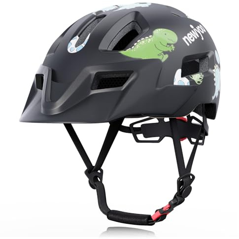 newyoo Toddler Bike Helmet,Adjustable Dial Fit Boys&Girls Baby Bicycle Helmet,Kids Bike Helmet for Toddlers 3-5-8-14,Sun Visor,and 14 Vents for Multi-Sport, Black