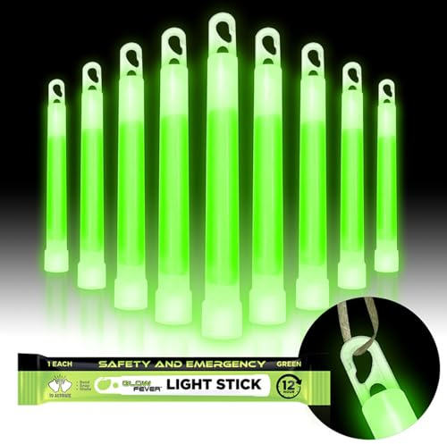 Glow Fever Lot de 10 bâtons lumineux militaires de 15,2 cm - Lumineux - Ultra lumineux - Avec durée de 12 heures - Pour randonnée, fête, camping, obscurcissement, ouragan, abri - Kit de survie - Vert