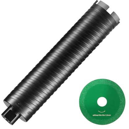 VEVOR Core Drill Bit, 2.5 Wet/Dry Diamond Core Drill Bits for Brick and Block, Concrete Core Drill Bit with Pilot Bit Adapter and Saw Blade, 9.5 Drilling Depth, 5/8-11 Inner Thread, Laser Welding