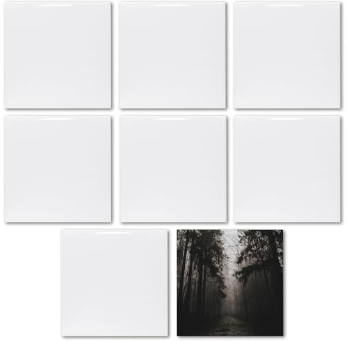 MR.R Lot de 8 carreaux de céramique blancs brillants 15 x 15 cm pour impression par transfert à chaud, cadre photo personnalisé mariage, cadeau anniversaire, décoration