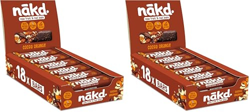 Nakd Cocoa Orange Natural Fruit & Nut Bars - Vegan - Healthy Snack - Gluten Free - 35g x 18 bars (Pack of 2)
