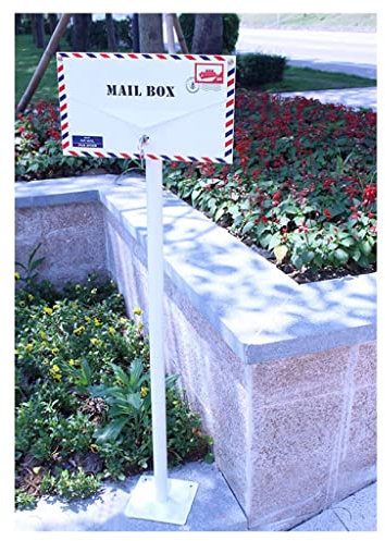LXTIN Mailbox Vertical Mailbox Floor Standing Letterbox with Keys White Decorative Mail Box Envelope Shape Rustproof Mail Box for Outside Garden Decoration (Size : Floor-standing)