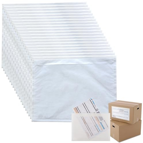 Sobres Portadocumentos Adhesivos, Bolsas para Albaranes, Bolsa Adhesiva Portadocumentos, Sobres para Albaranes, Se Aplica a Albaranes, Facturas, Instrucciones de Montaje o Recibos, 20 Piezas