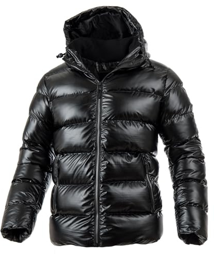 Instinct Giubbotto Giubbino Giacca Invernale Uomo Caldo Antivento con Cappuccio Poggiatesta Gonfiabile Piumino Outdoor Casual Sportivo per Lavoro e Scuola Autunno Inverno XL, Black B-537