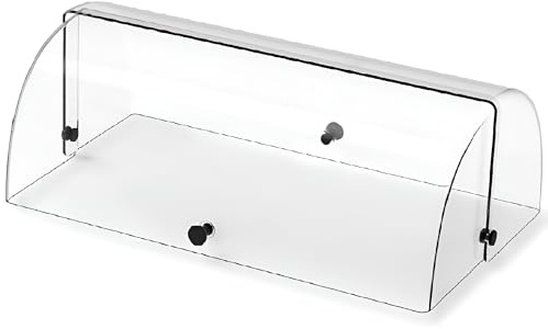 COSE DA CASA Vetrina Cupola Protezione Alimenti 45x27x16,5 cm Copri Dolci Senza Fondo Doppia Apertura Elegante Uso Professionale per Buffet, Bar, B&Bcon Pomelli Neri