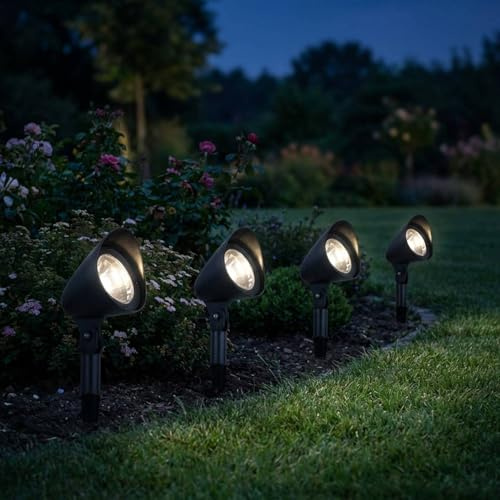 LED-markstrålare med stickkontakt Kabel 4-pack 16 cm hög IP44 Antracit 3000 K svängbar Markstrålare Gårdsbelysning Trädgårdsstrålare