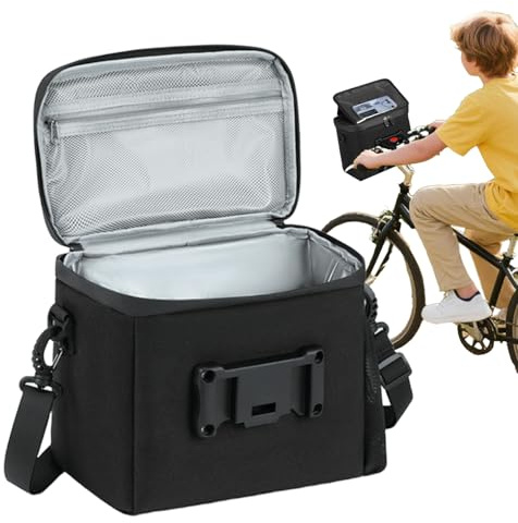 Bolsa para manillar de bicicleta, bolsa térmica grande, almacenamiento de alimentos ligera y reutilizable, forro impermeable aislado, fácil fijación de correa, perfecta para ciclismo de montaña