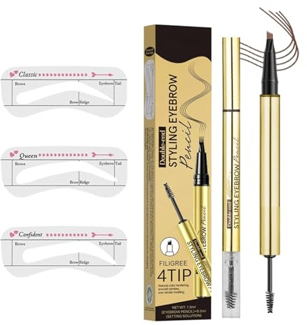 Xijobido Lápiz de Cejas | Gel de Maquillaje para Cejas Impermeable con 4 Puntas,Cosméticos Antimarcas para Mujer para Citas Gimnasio Día a Día Viajes Trabajo Deportes