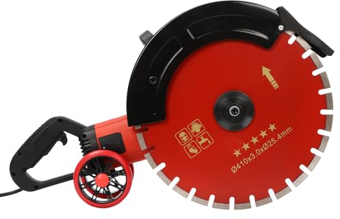 Sierra eléctrica para hormigón, 410 mm, 4000 W, cortador de pavimentos, 3000 rpm, diámetro del disco, hoja de sierra para muros, mojado y seco, para corte de piedra de 14 pulgadas