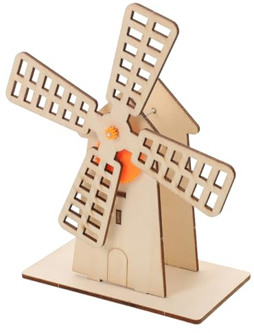 Warmhm Kit Mulino a Vento in Legno Fai da Te per Ragazzo Ragazza di Costruzione Scientifico Stem Meccanismo di Trasmissione Ingranaggi Trasparente Educativo e Creativo