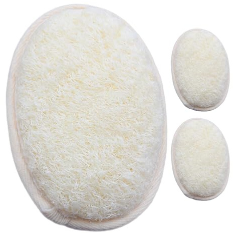 COLLBATH Spugna Esfoliante Naturale in Luffa 3 Pezzi 10X145 CM Elastico Scrubber Corpo e Viso Ipoallergenico per Pulizia Profonda Accessori da Bagno Compatti per Viaggi