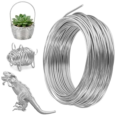 Aluminiumdraht 50m x 1,5mm, Silberdraht zum Basteln, Flexibel und Leicht Biegbar, Schmuckdraht, Basteldraht Silber, Draht zum Biegen für Schmuck, Blumenbasteln, Kranzherstellung, Diy Bastelarbeiten