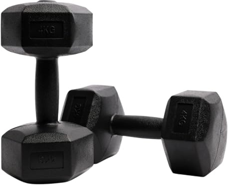 NORTHERN Plastic Hex Dumbbell Set, Anti-Slip & Anti-Roll Hexagonal Dumbbells Pair for Weight Lifting, Strength Training, Body Toning & Home Gym Workouts, 1–10kg Set (4, Kilograms, 0, pounds)