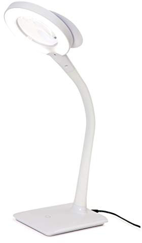 PURElite Magnifying Desk Table LED Lamp, White, Mains Operated