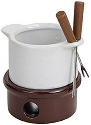 marion10020 Schokoladenfondue-Set Schoko-Fondue Schokofondue Schokoladen-Fondue, für 2 Personen, ca. 11 x 10 cm, aus Keramik, mit 2 Fondue-Gabeln
