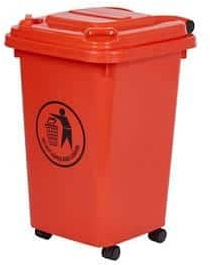 GPC LWB30Y_RED Polypropylene Wheel Bin, 30L Capacity, 25.5cm x 35cm x 49cm, Red