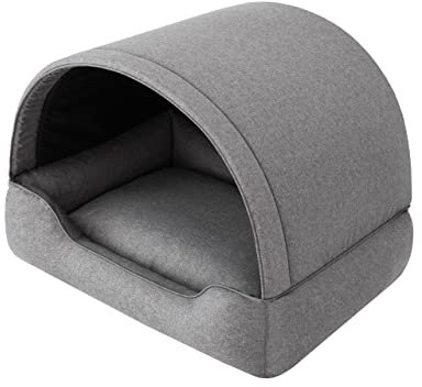 Hundehöhle Hundebett Katzenbett Hundehütte Haustierbett Hundehaus Hundeliegen Hundesofa Korb Sofa Hundekissen Schlafplatz, Anthrazit, 82x58 cm