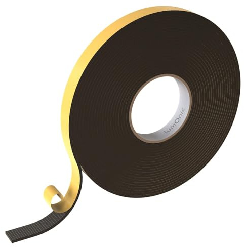 Lumonic 10m Cinta de sellado EPDM Autoadhesivo 20mm x 3mm | Cinta de sellado de espuma de caucho para ventanas y puertas | Junta de ventana, junta de puerta, junta de goma para protección contra el fr