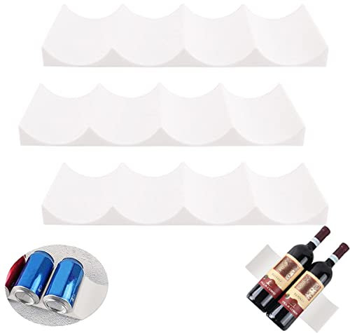Forreen Casier à Vin Empilable, 3 Pièces Porte-Bouteilles en Plastique Antidérapant Style Européen Organisateur de Canettes de Bière pour Cuisine Comptoir Garde-Manger Réfrigérateur (Blanc)