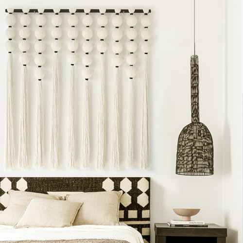 IOWER Large Macrame Wall Hanging Macrame Wall Decor Sphericity Cotton Textile Wall Hanging Boho Wall Decor Art Fiber Yarn Art Handmade 39 Wx39 L