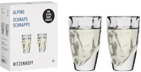 RITZENHOFF 3991001 2in1-Glas für Schnaps oder Espresso - 40 ml - 2er Set - Alpino, mit Relief-Struktur - Made in Germany