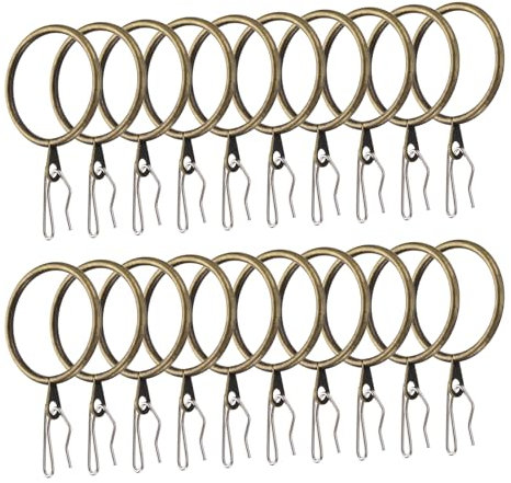 QUARKZMAN 60pcs 1,5-Pouce Intérieur Diamètre Métal Rideau Crochet Anneaux Bronze Draperie Oeillet Coulissant Rideau Anneaux avec Épingler Draperie Crochet Rideau Tricots