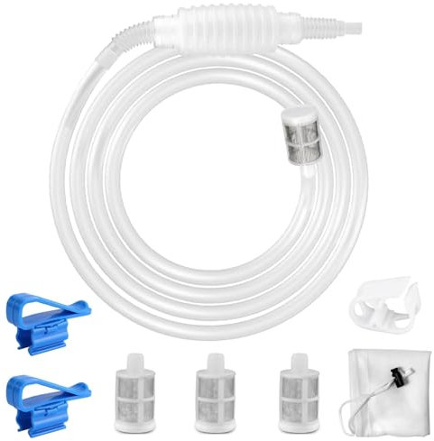 SiphonröHre Silikon, Länge 2,5M, Weinheber Abfüllschlauch, Wiederverwendbar Siphon Rohr Schlauch Filter, Mit Filterbeutel, Wasserstopp Clip, Pumpe Filter, Halteklammer, für Wein, Bier, Heimbrauen