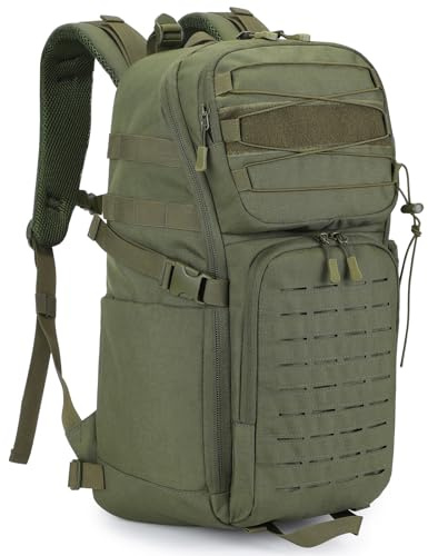 HUNTVP Sac à Dos Tactique Militaire 25L/35L avec Système MOLLE, Imperméable Multi-Poches Backpack Grande Capacité pour Randonnée Camping Voyage