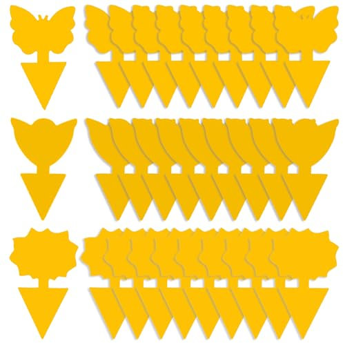 GeekerChip Pièges à Insectes,30 Pcs Attrape Moucheron Plantes,Attrape Mouches Intérieur,Plug-in Pièges,pour Les Insectes intérieurs et extérieurs, Imperméables et Non Toxiques(3 Formes)