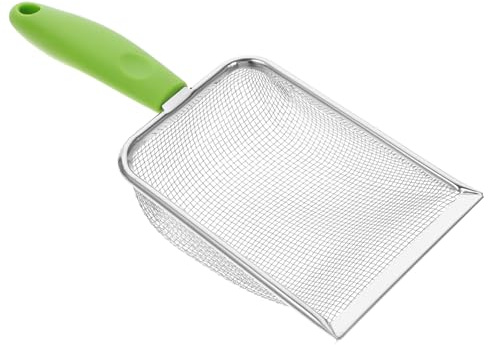 Supvox Pala da spiaggia con pelo lungo per bambini, pulito, pala per avvistamento per articoli, paletta multiuso in rete a mano, filtro a sabbia in acciaio inox verde