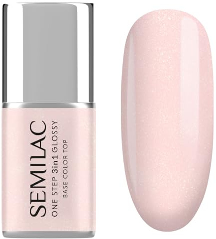 Semilac UV-Nagellack 3in1 One Step Glossy S257 Naked Glitter Rose 7 ml
