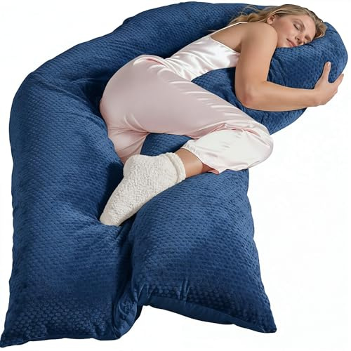 Traumreiter Seitenschläferkissen Jumbo XXL langes und extra hohes orthopädisches Komfortkissen, Schwangerschaftskissen zum Schlafen Stillkissen Kissen, Body Pillow Schlafkissen mit Bezug Blau Deluxe