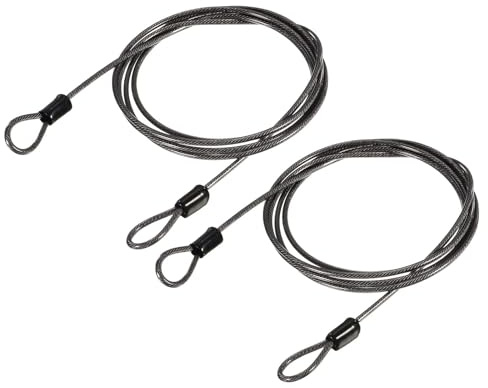 TA-VIGOR 2 st säkerhetsstålkabel, 2,5 mm x 1,5 m/4,92 fot belagt säkerhetsvajer med dubbel ögla, flexibelt säkerhetskabellås för cykel, bagage, resor och utomhusbruk, svart