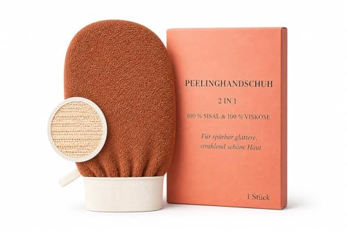 Peelinghandschuh 2 in 1 aus Viskose und Sisal - Intensives Körperpeeling, entfernt abgestorbene Haut, für Glatte Haut und Bessere Durchblutung - Peeling Handschuh Dusche & Hamam