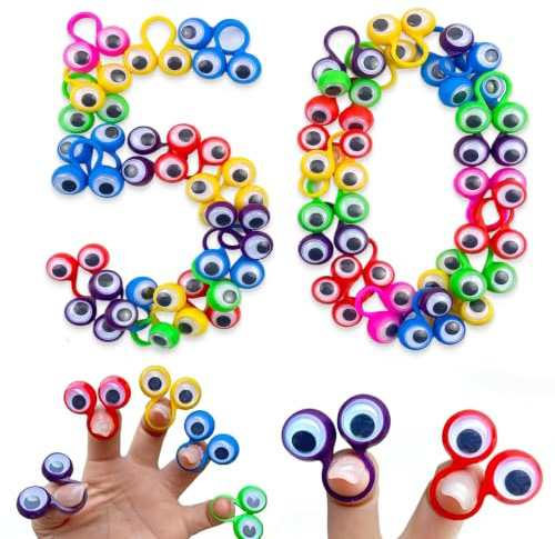 AJNZAU 50 Pièces Claque Doigt, Léger Et Pratique Pour Farces, Bagues Œil Et Marionnettes À Doigts Pour Anniversaires Et Fêtes (Plastique)