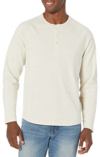 Amazon Essentials Men's Long-Sleeve Henley Shirt, Oatmeal Heather, X-Large