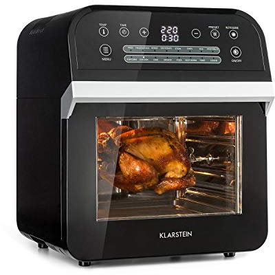 Klarstein AeroVital Cube Hot Air Fryer - Air Fryers, Air Fryer Oven, Low-Fat Frying, 1600W, 12 L Volume, Timer, 13 Programmes and 3 Functions, Digital Display, Heat-Resistant Housing, Black